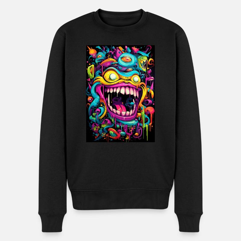 Graffiti Monster - Männer Premium Bio Pullover - Schwarz
