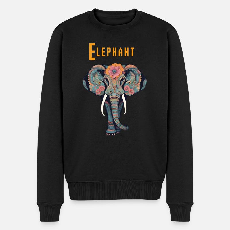 Elephant - Männer Premium Bio Pullover - Schwarz