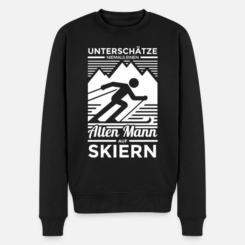 Skifahrer Skifahren Skilehrer Skier Geschenk - Männer Premium Bio Pullover - Schwarz
