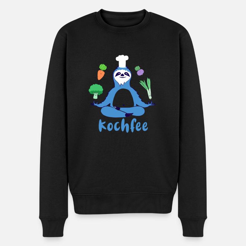 faultier, yoga, möhren, koch, kochfee - Männer Premium Bio Pullover - Schwarz