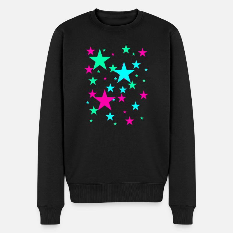 Sterne,stern, bunte Sterne - Männer Premium Bio Pullover - Schwarz