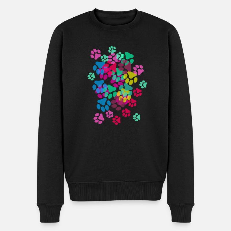 Pfote,Pfoten, Tatze, Fußabdrücke, pfotenabdrücke - Männer Premium Bio Pullover - Schwarz