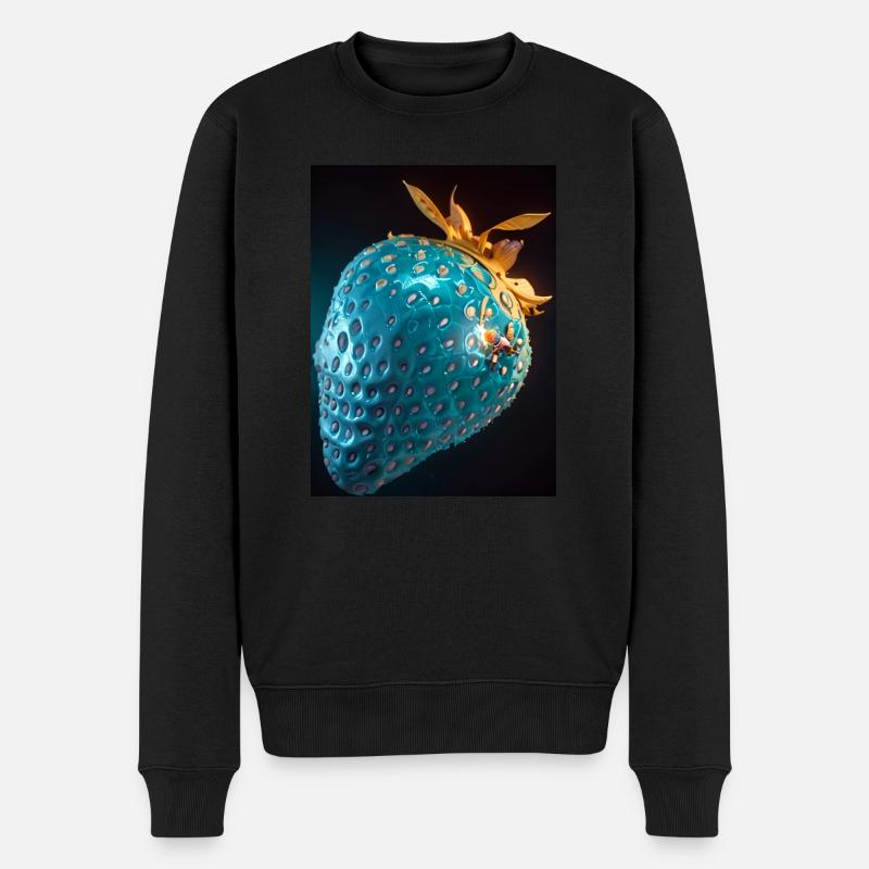 Strawberry, technical, high-tech, illustration, blue - Men's Premium Organic Jumper - black