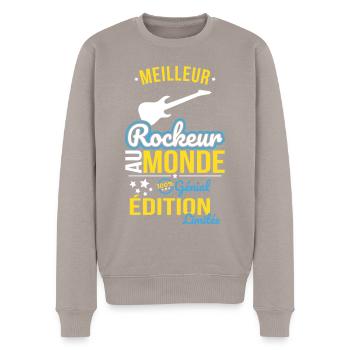 Meilleur Rockeur au monde - 100% génial - Pull Premium bio Homme - taupe - Devant - Nico (187cm)
