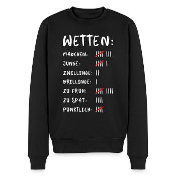 Wetten Schwangerschaft - Männer Premium Bio Pullover - Schwarz - Vorne - Nico (187cm)