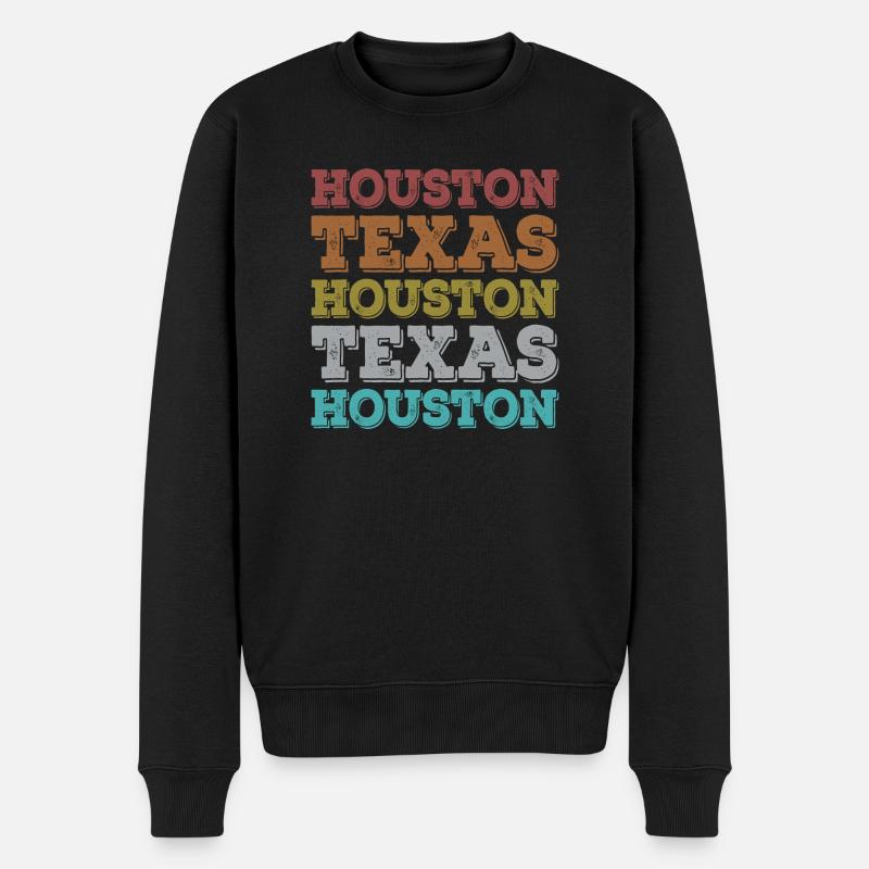 Vintage Texas Houston - Männer Premium Bio Pullover - Schwarz