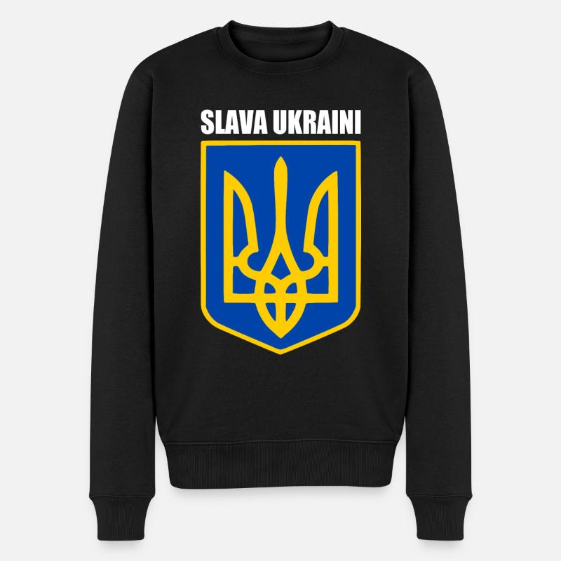 Slava ukraini - Männer Premium Bio Pullover - Schwarz