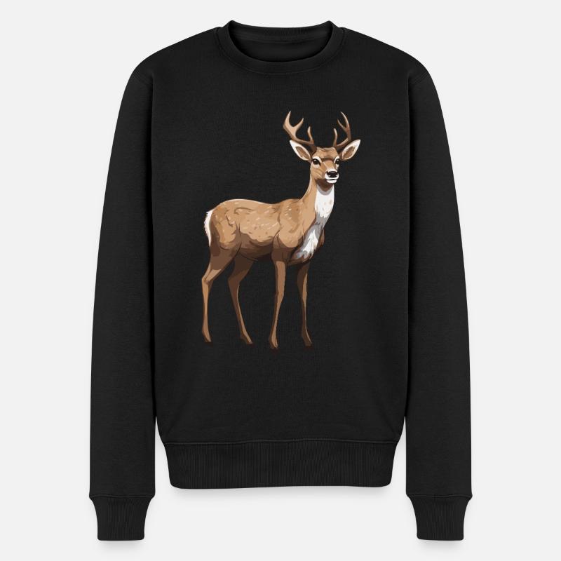 Hirsch Tier - Männer Premium Bio Pullover - Schwarz