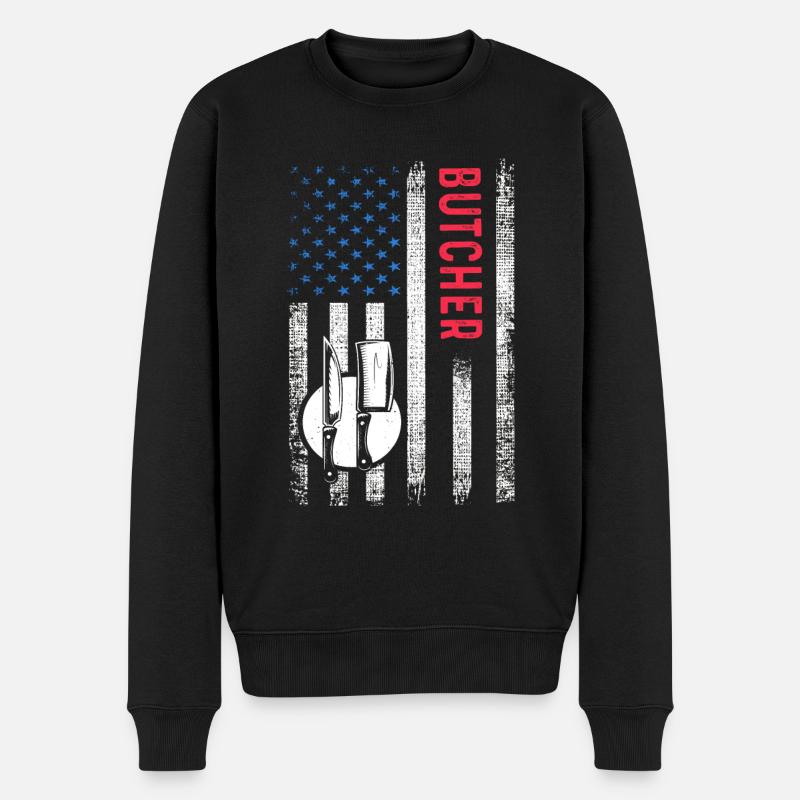 Metzger Fleischer Metzgerei Fleischerei Geschenk - Männer Premium Bio Pullover - Schwarz