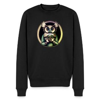 Eule - Männer Premium Bio Pullover - Schwarz - Vorne - Nico (187cm)