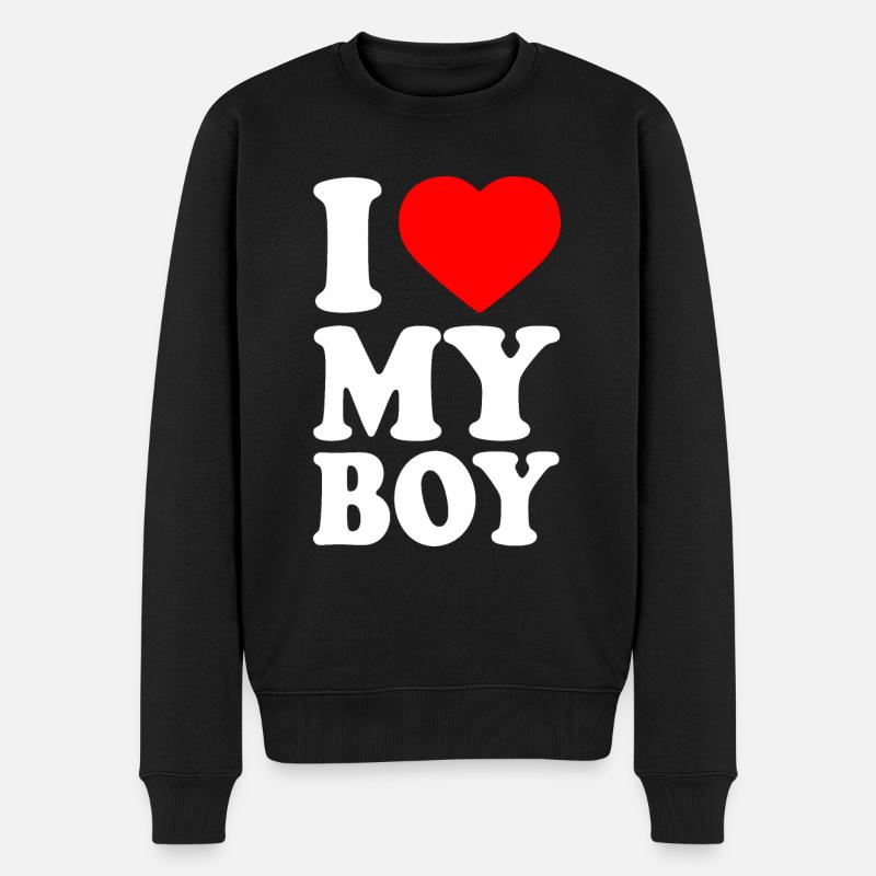 I love my boy - Männer Premium Bio Pullover - Schwarz