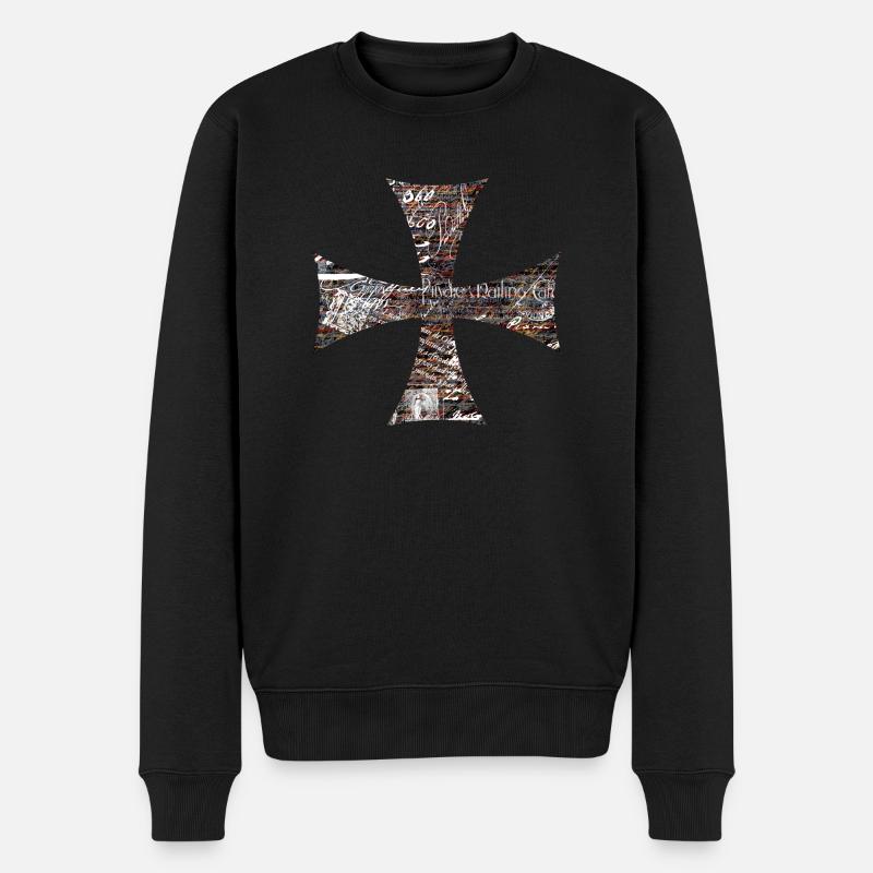 Kreuz - Männer Premium Bio Pullover - Schwarz