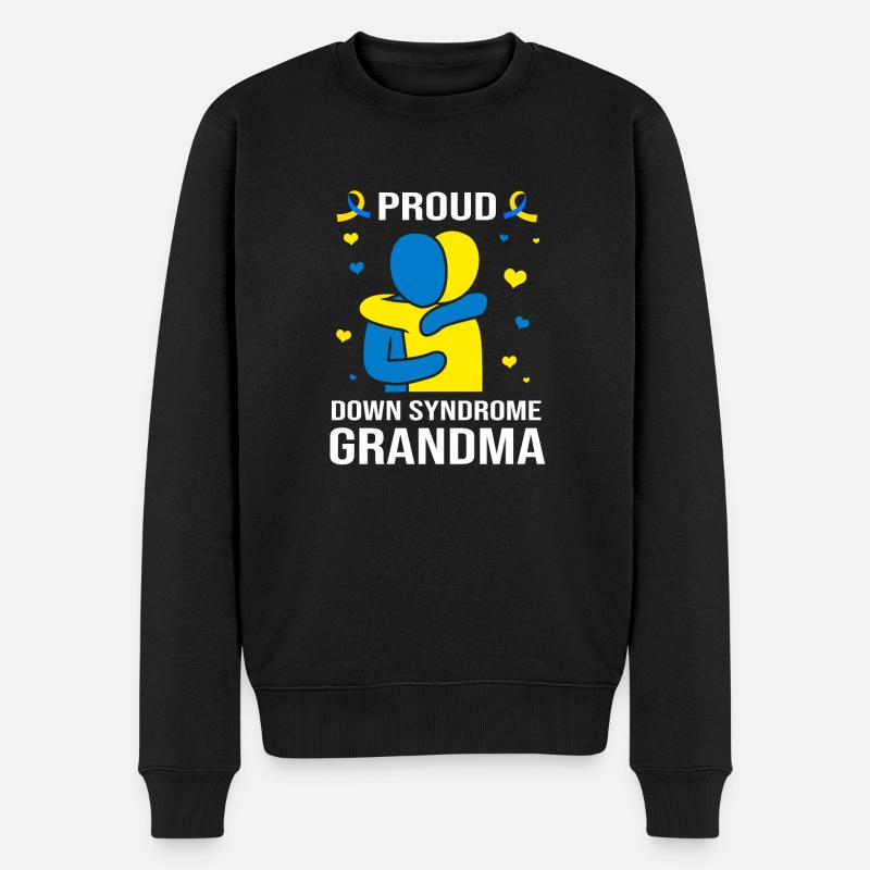 Down Syndrom Oma Großmutter - Männer Premium Bio Pullover - Schwarz