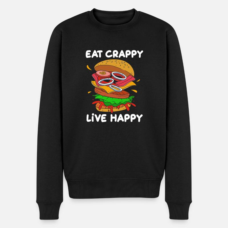 Cheeseburger - Männer Premium Bio Pullover - Schwarz