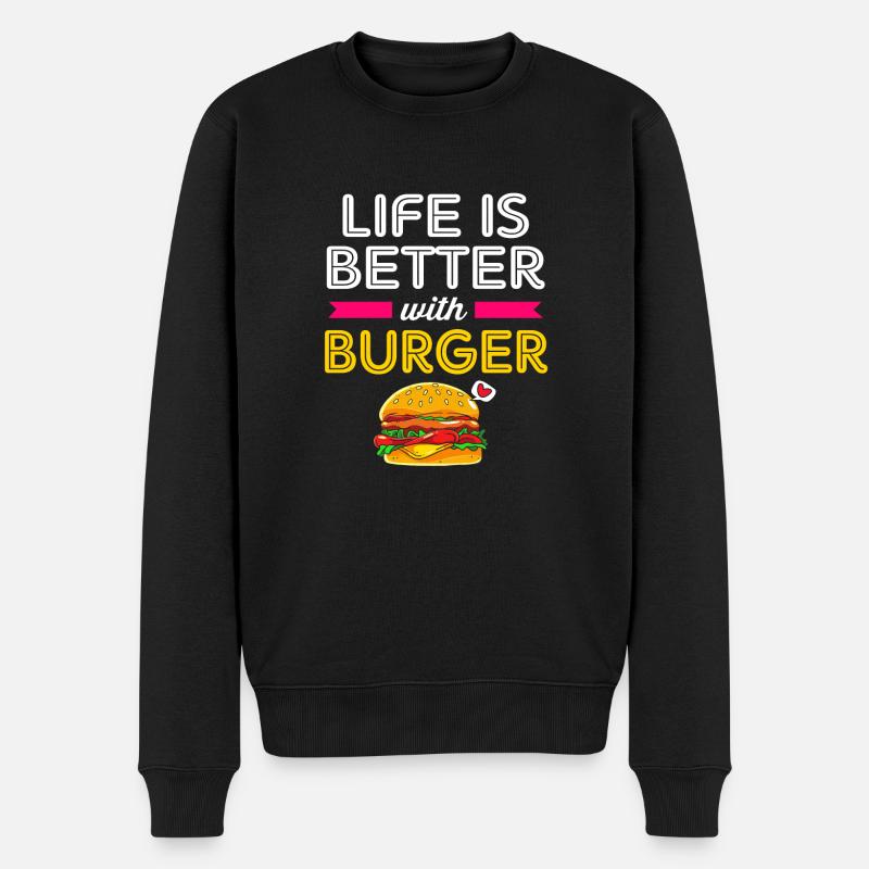 Cheeseburger - Pull Premium bio Homme - noir