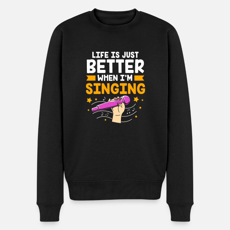 Karaoke - Männer Premium Bio Pullover - Schwarz