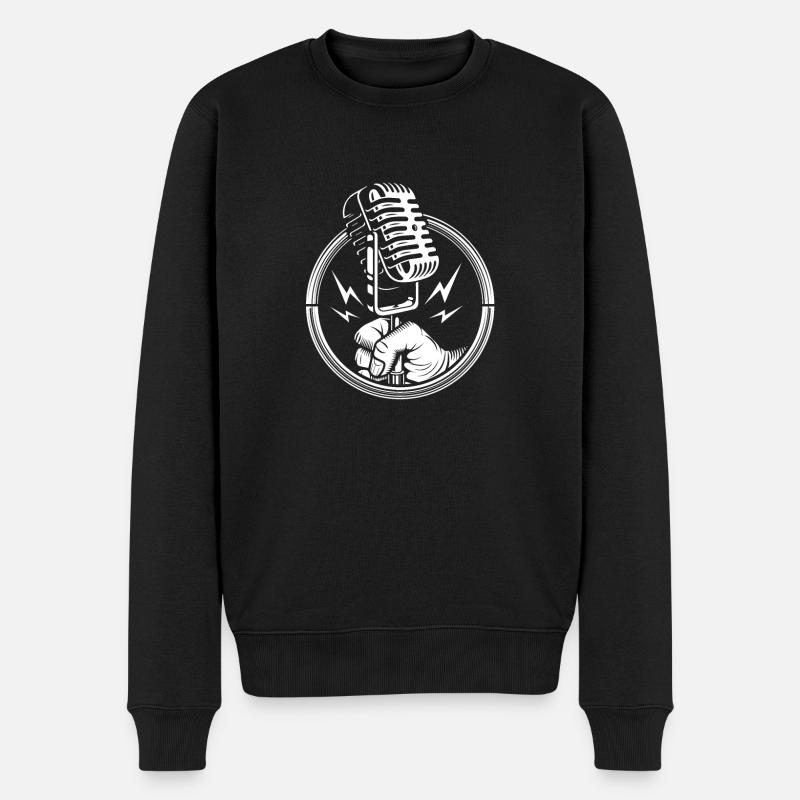 Karaoke Mikrophon - Männer Premium Bio Pullover - Schwarz