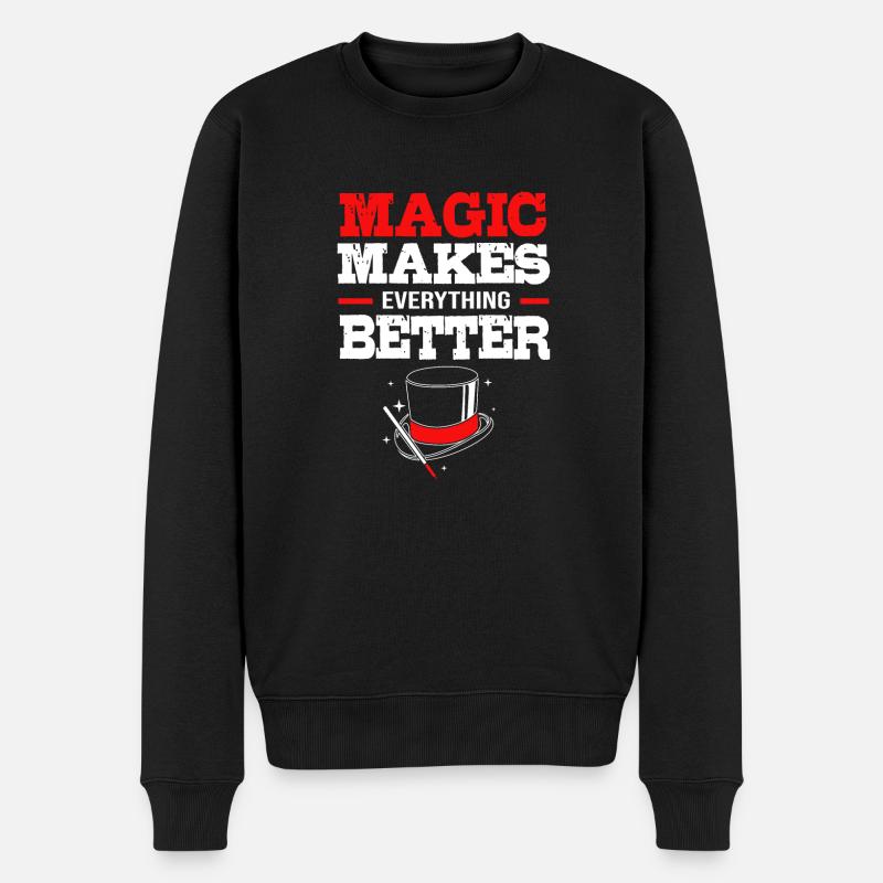 Zauberer Magie Magier - Männer Premium Bio Pullover - Schwarz