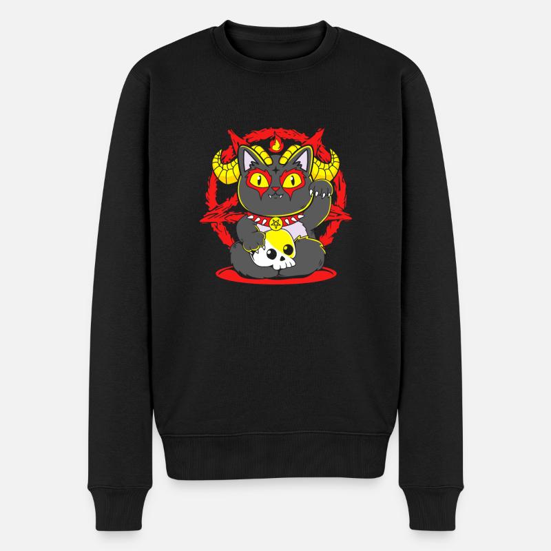 Maneki Neko Japan Glücksbringer - Männer Premium Bio Pullover - Schwarz