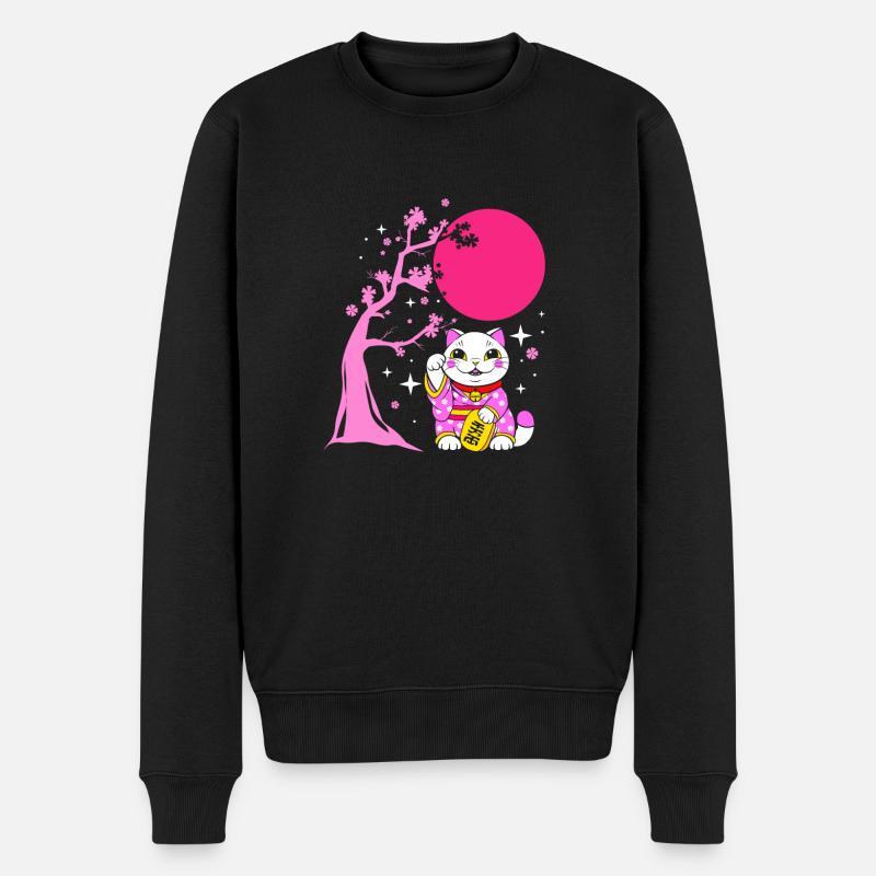 Porte-bonheur Maneki Neko Japon - Pull Premium bio Homme - noir