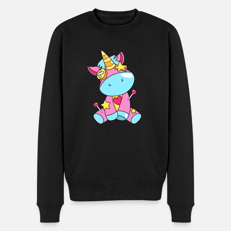 Voodoo Einhorn - Männer Premium Bio Pullover - Schwarz
