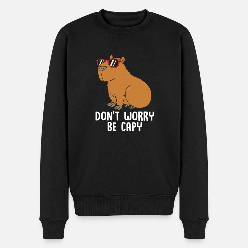 Capybara - Männer Premium Bio Pullover - Schwarz