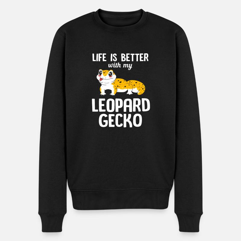 Leopard Gecko - Männer Premium Bio Pullover - Schwarz