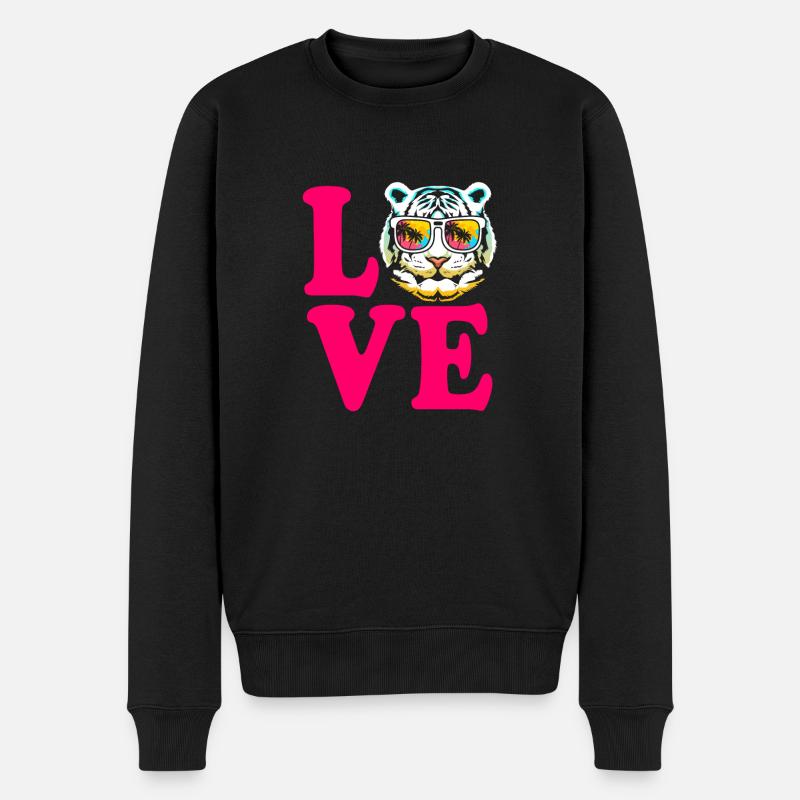 Weißer Tiger - Männer Premium Bio Pullover - Schwarz