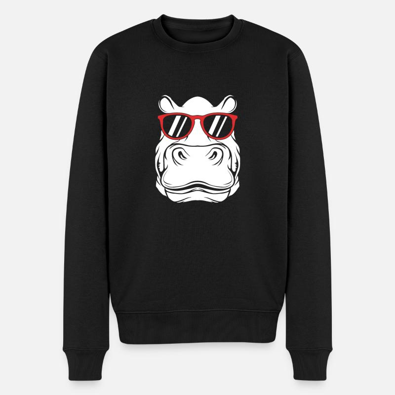 Nilpferd - Männer Premium Bio Pullover - Schwarz
