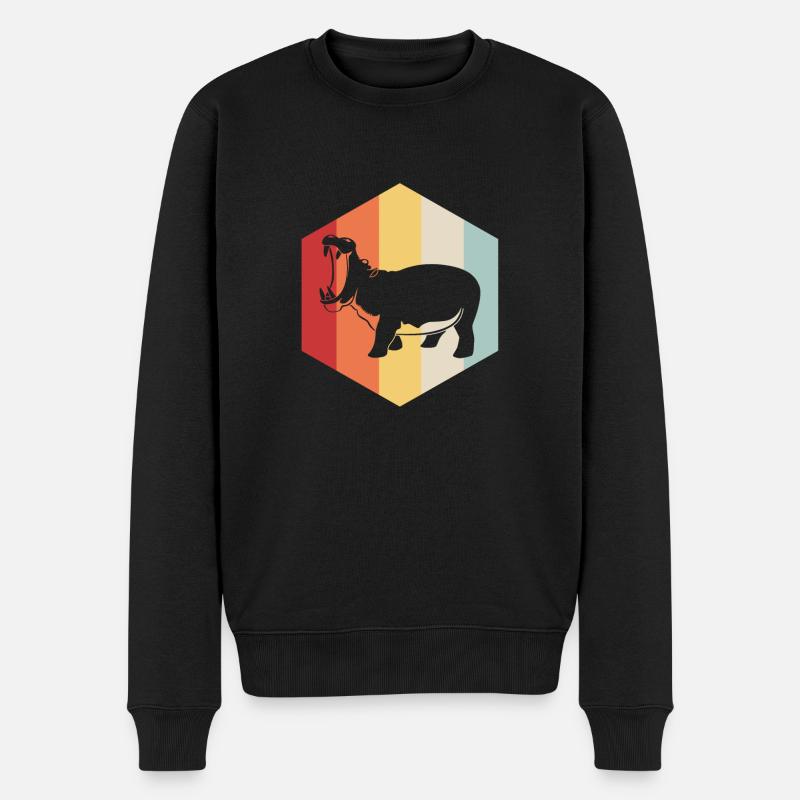 Nilpferd - Männer Premium Bio Pullover - Schwarz