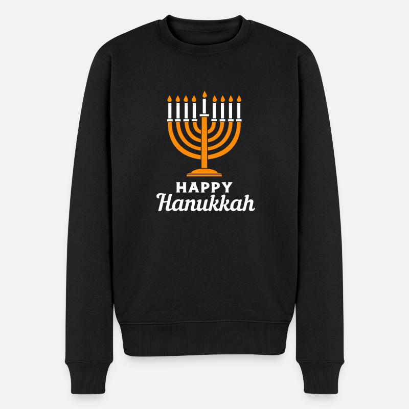 Chanukkah - Männer Premium Bio Pullover - Schwarz