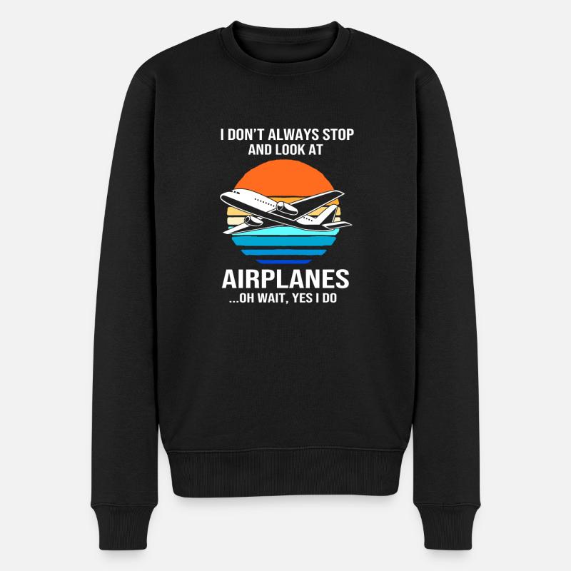 Pilot Flugzeug - Männer Premium Bio Pullover - Schwarz