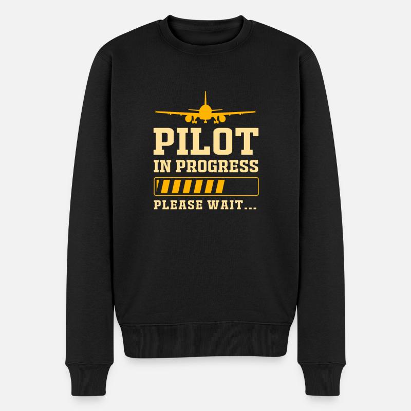 Pilot Flugzeug - Männer Premium Bio Pullover - Schwarz