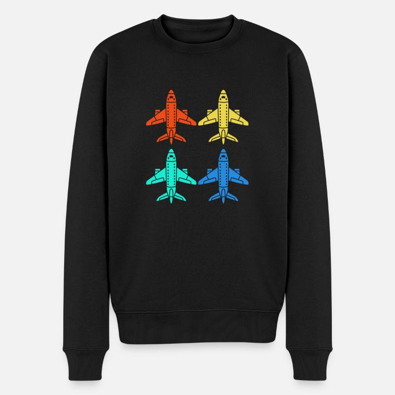 Pilot Flugzeug - Männer Premium Bio Pullover - Schwarz
