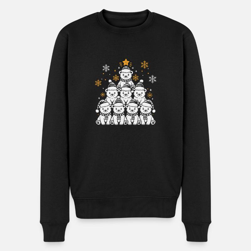 Weihnachtsbaum Eisbär - Männer Premium Bio Pullover - Schwarz