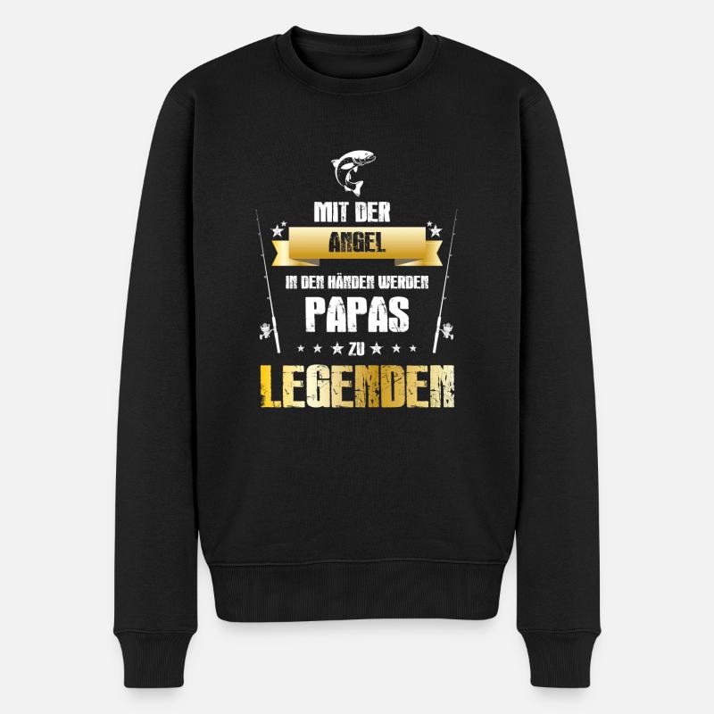 Angeln! Fischen! lustig! Papa! - Männer Premium Bio Pullover - Schwarz