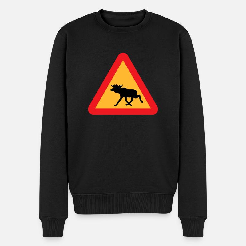 Achtung Elche Warnung Skandinavien Schild Geschenk - Männer Premium Bio Pullover - Schwarz