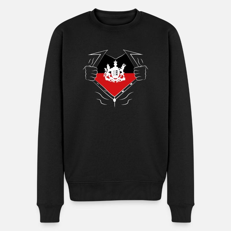 Superheld (weiß) - Männer Premium Bio Pullover - Schwarz