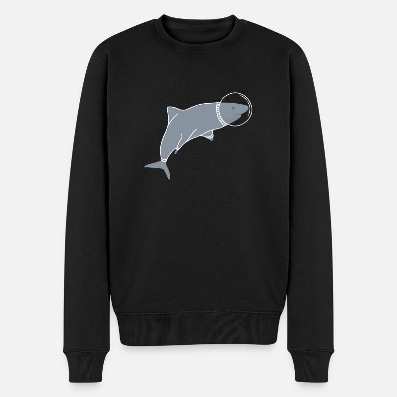 SPACE SHARK - Männer Premium Bio Pullover - Schwarz