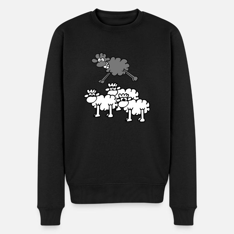 springendes Schaf - Männer Premium Bio Pullover - Schwarz