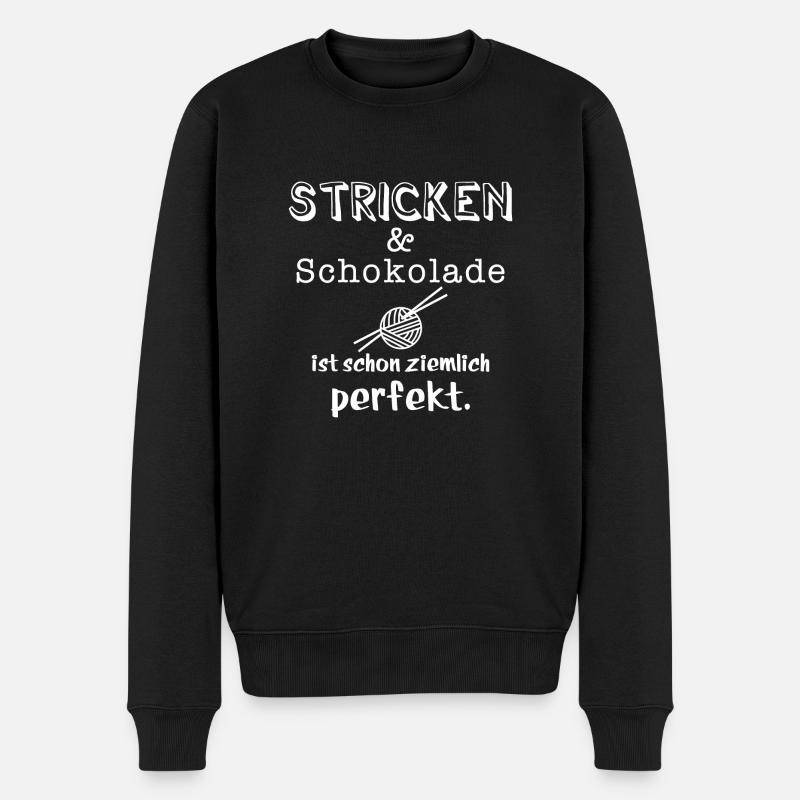 stricken und schokolade - Männer Premium Bio Pullover - Schwarz