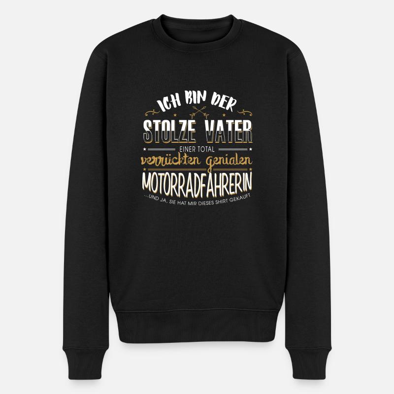 Biker Papa Shirt -Genialer Papa - Männer Premium Bio Pullover - Schwarz