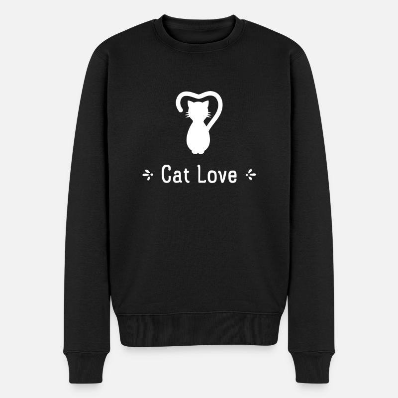 Cat Love - Männer Premium Bio Pullover - Schwarz