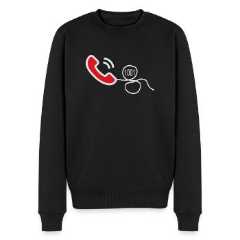 Telefon (Schwarz) - Männer Premium Bio Pullover - Schwarz - Vorne - Nico (187cm)