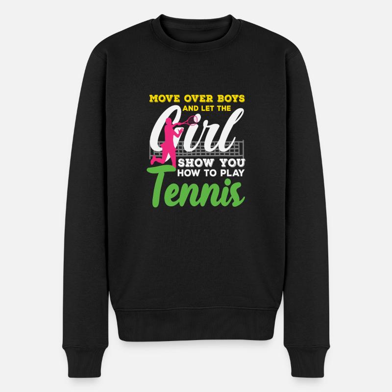 Tennis Spieler Mädchen Stärken - Männer Premium Bio Pullover - Schwarz