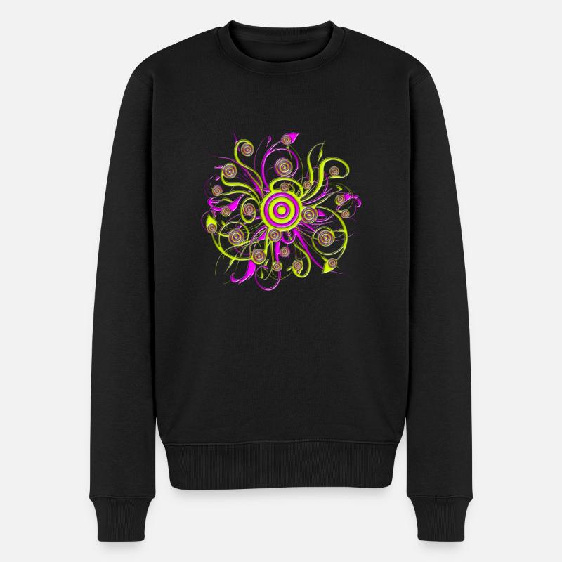 psychedelic flower - Männer Premium Bio Pullover - Schwarz