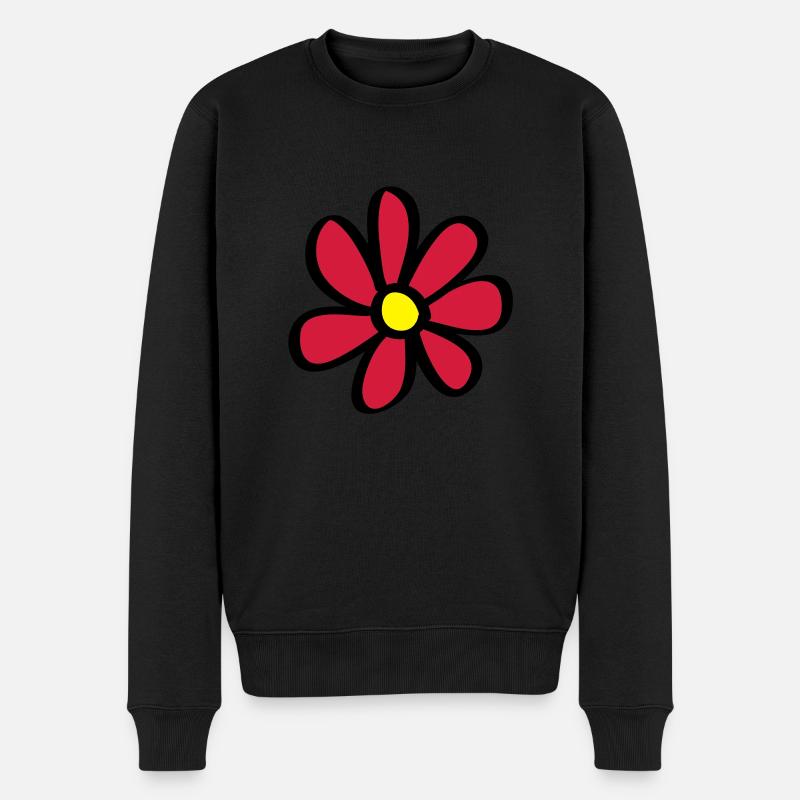 Blume - Männer Premium Bio Pullover - Schwarz