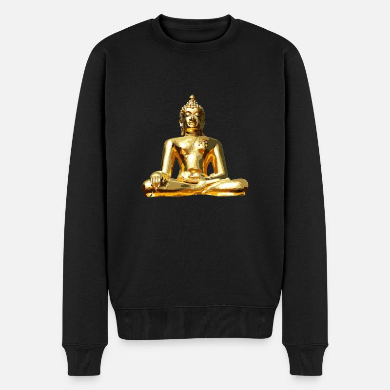 Buddha Gold - Männer Premium Bio Pullover - Schwarz