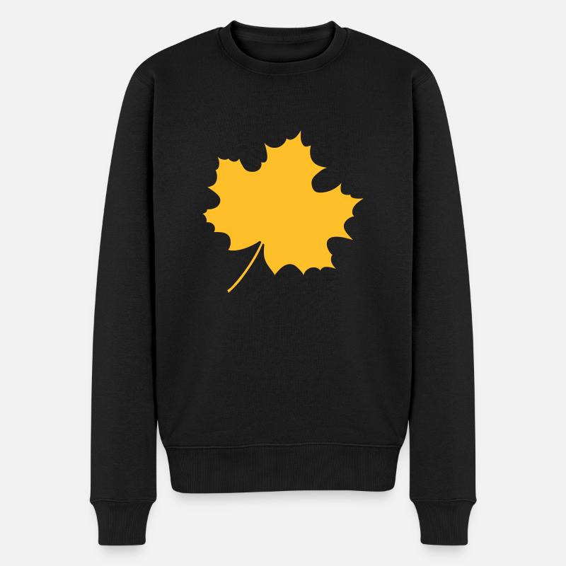 Blatt, der Herbst kann kommen - Männer Premium Bio Pullover - Schwarz