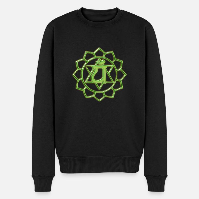 HERZCHAKRA ANAHATA 4. CHAKRA - Männer Premium Bio Pullover - Schwarz